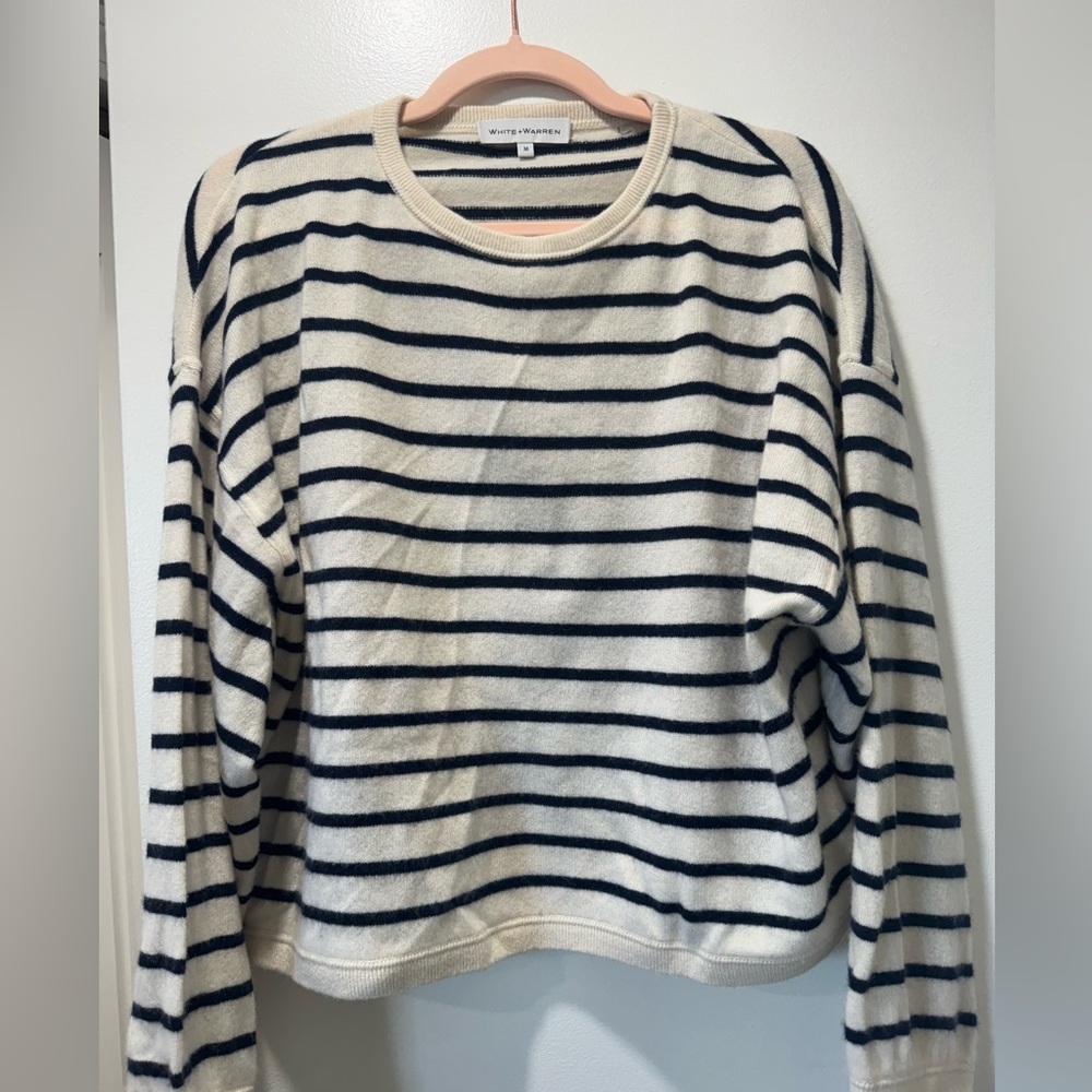 White + Warren cashmere stripe sweater size M